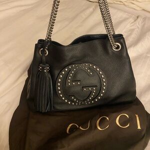 Gucci Black Leather Tote Bag